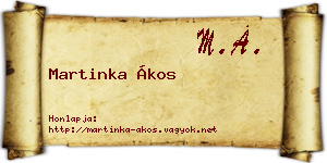 Martinka Ákos névjegykártya